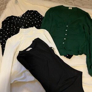 Aritzia Black, White, and Green Tops Bundle
